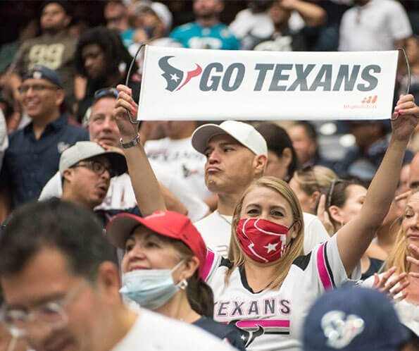 Houston Texans fan cheering in crowd
